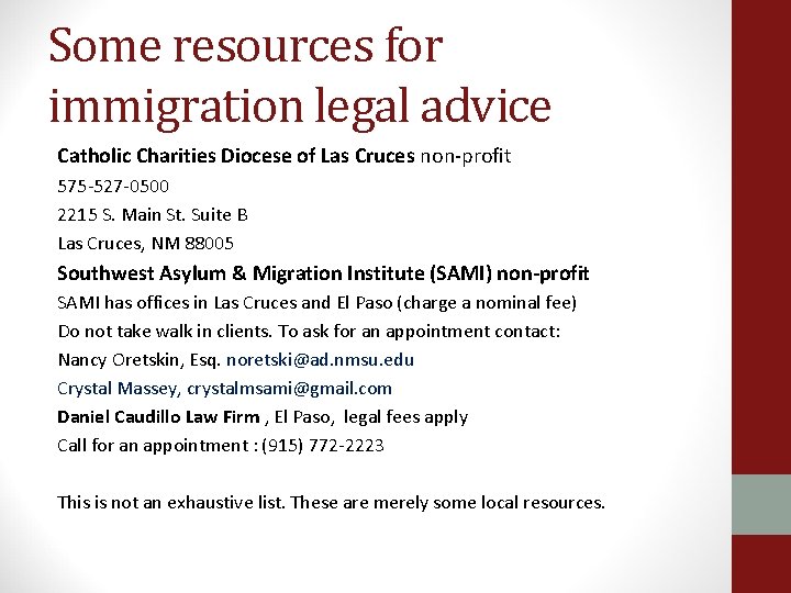 Some resources for immigration legal advice Catholic Charities Diocese of Las Cruces non-profit 575