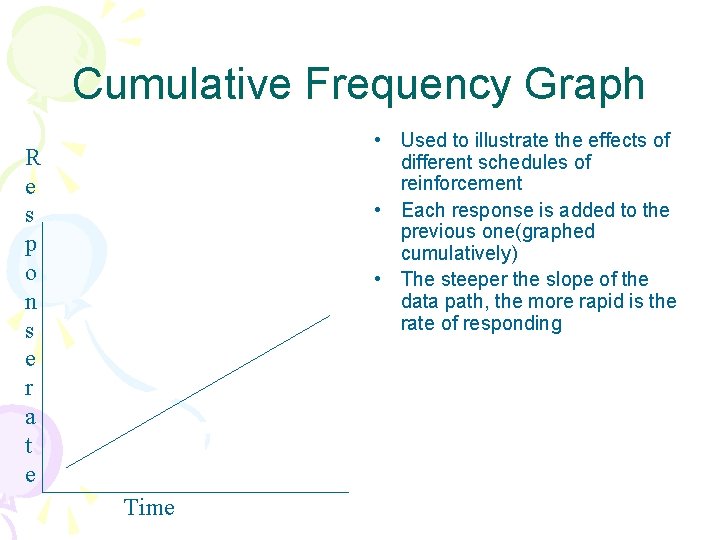 Cumulative Frequency Graph • Used to illustrate the effects of different schedules of reinforcement