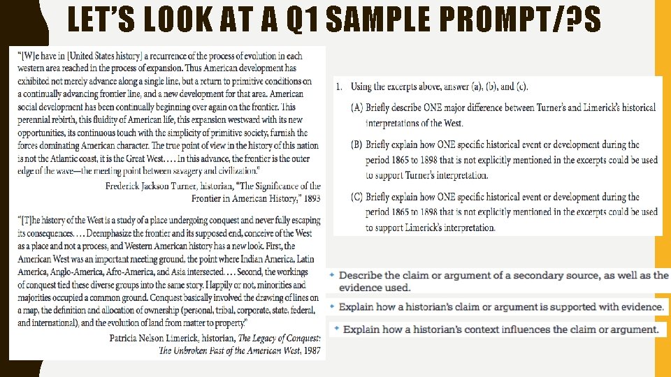 LET’S LOOK AT A Q 1 SAMPLE PROMPT/? S 