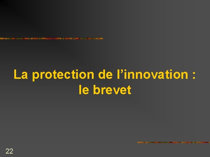 La protection de l’innovation : le brevet 22 