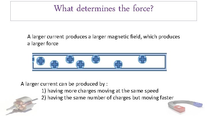 What determines the force? A larger current produces a larger magnetic field, which produces