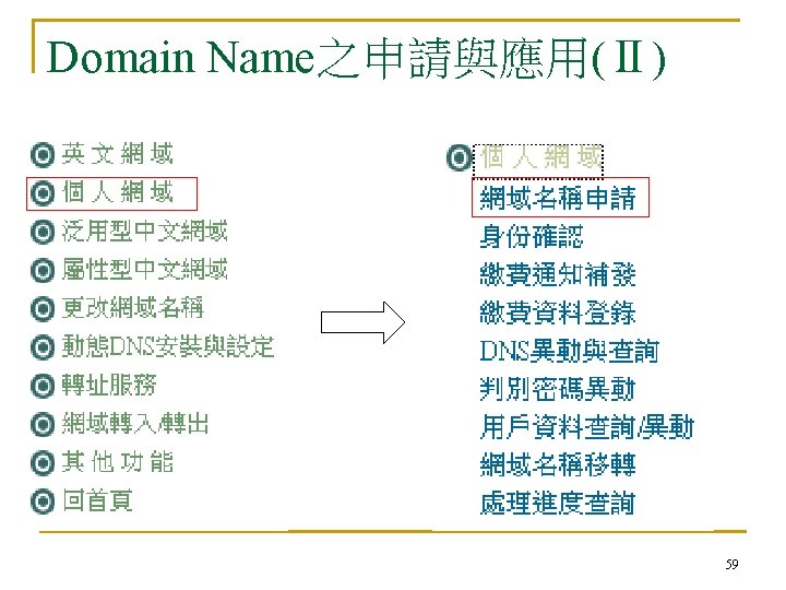 Domain Name之申請與應用(Ⅱ) 59 
