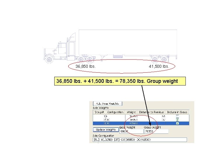 36, 850 lbs. 41, 500 lbs. 36, 850 lbs. + 41, 500 lbs. =