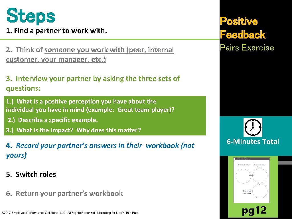 Steps 1. Find a partner to work with. 2. Think of someone you work Steps 1. Find a partner to work with. 2. Think of someone you work