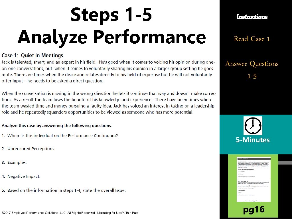 Steps 1 -5 Analyze Performance Instructions Read Case 1 Answer Questions 1 -5 5 Steps 1 -5 Analyze Performance Instructions Read Case 1 Answer Questions 1 -5 5