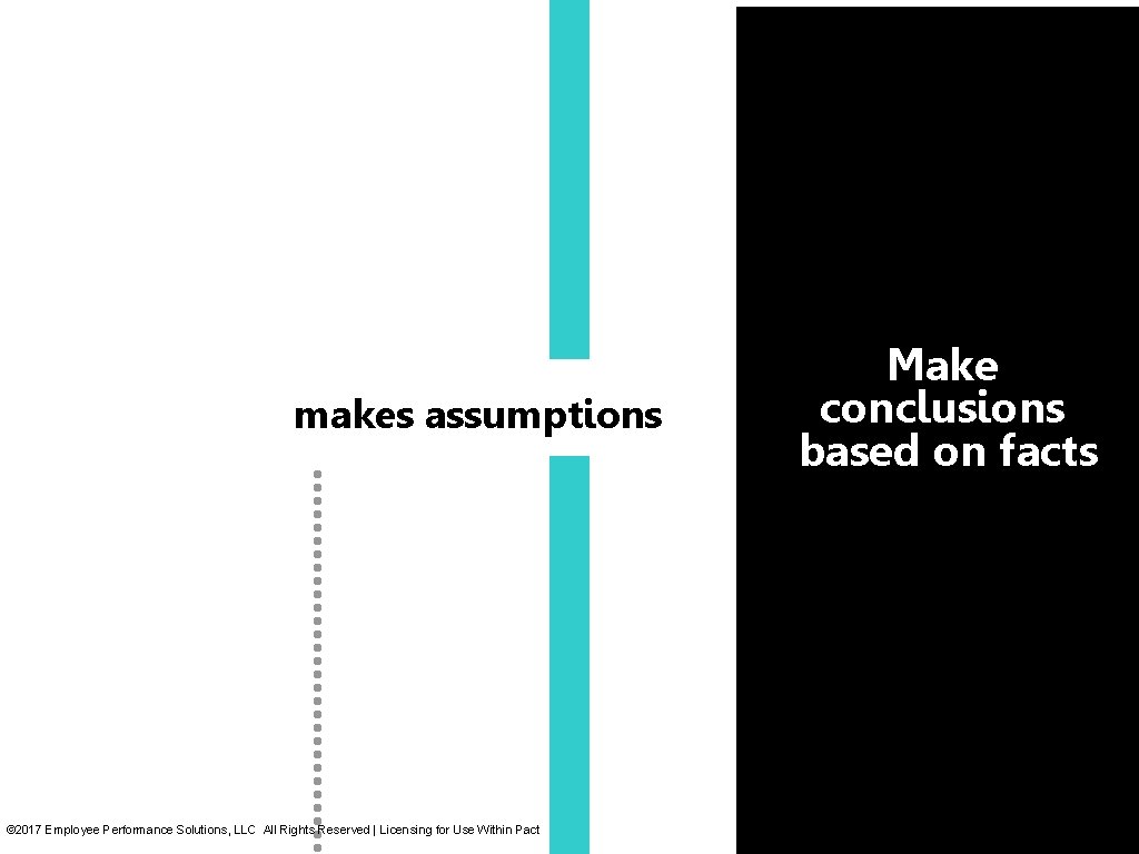 Make conclusions based on facts Makes assumptions makes assumptions © 2017 Employee Performance Solutions, Make conclusions based on facts Makes assumptions makes assumptions © 2017 Employee Performance Solutions,