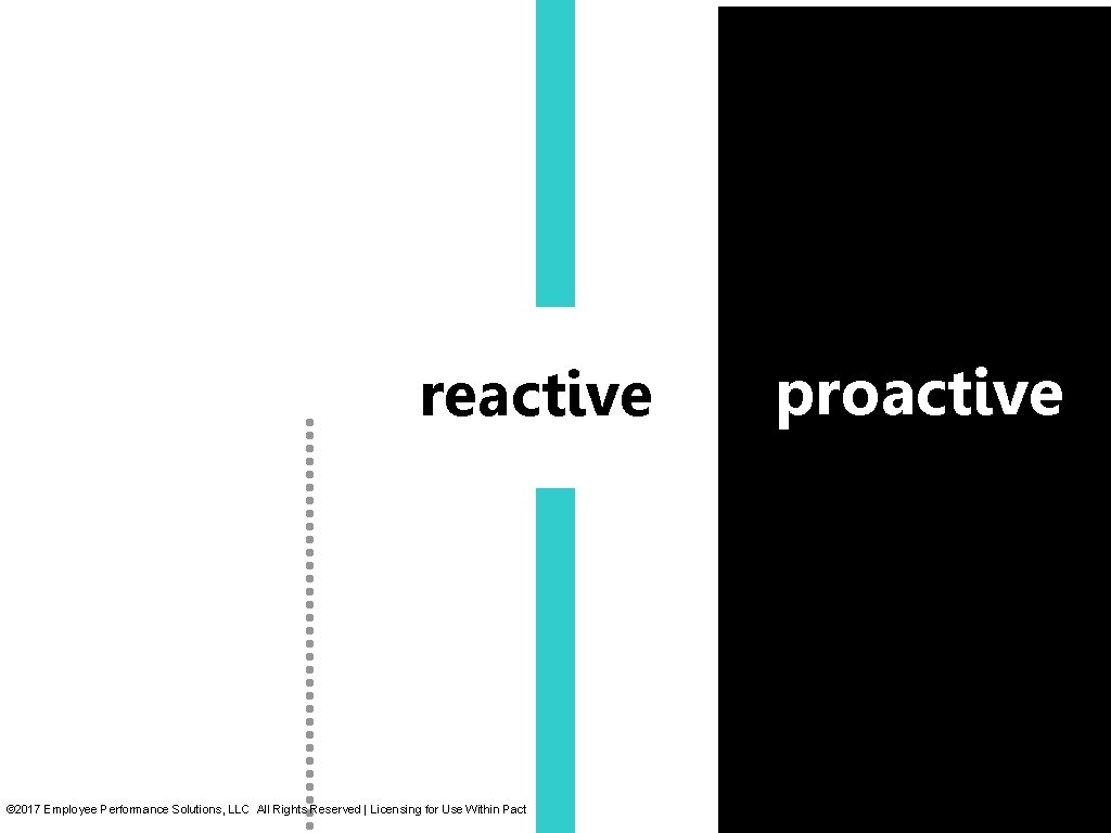 reactive © 2017 Employee Performance Solutions, LLC All Rights Reserved | Licensing for Use reactive © 2017 Employee Performance Solutions, LLC All Rights Reserved | Licensing for Use