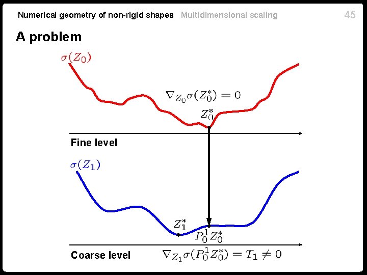 Numerical geometry of non-rigid shapes Multidimensional scaling A problem Fine level Coarse level 45
