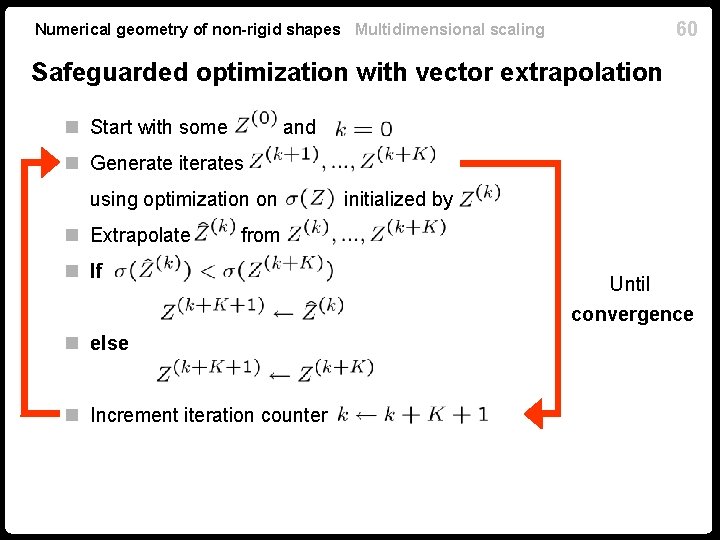 60 Numerical geometry of non-rigid shapes Multidimensional scaling Safeguarded optimization with vector extrapolation n