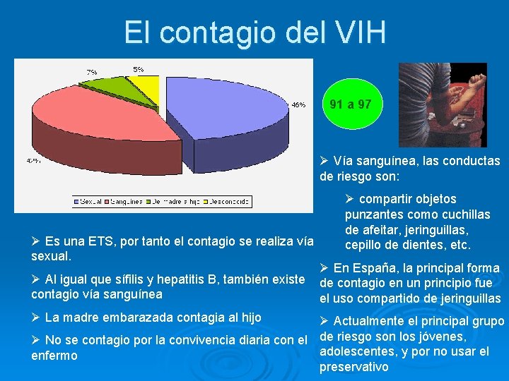 El contagio del VIH 91 a 97 Ø Vía sanguínea, las conductas de riesgo