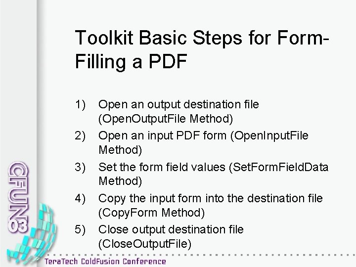 Toolkit Basic Steps for Form. Filling a PDF 1) 2) 3) 4) 5) Open