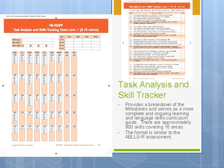 Task Analysis and Skill Tracker • • Provides a breakdown of the Milestones and Task Analysis and Skill Tracker • • Provides a breakdown of the Milestones and