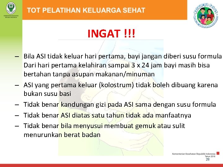 INGAT !!! – Bila ASI tidak keluar hari pertama, bayi jangan diberi susu formula