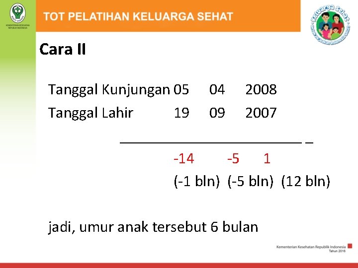 Cara II Tanggal Kunjungan 05 04 2008 Tanggal Lahir 19 09 2007 ____________ _