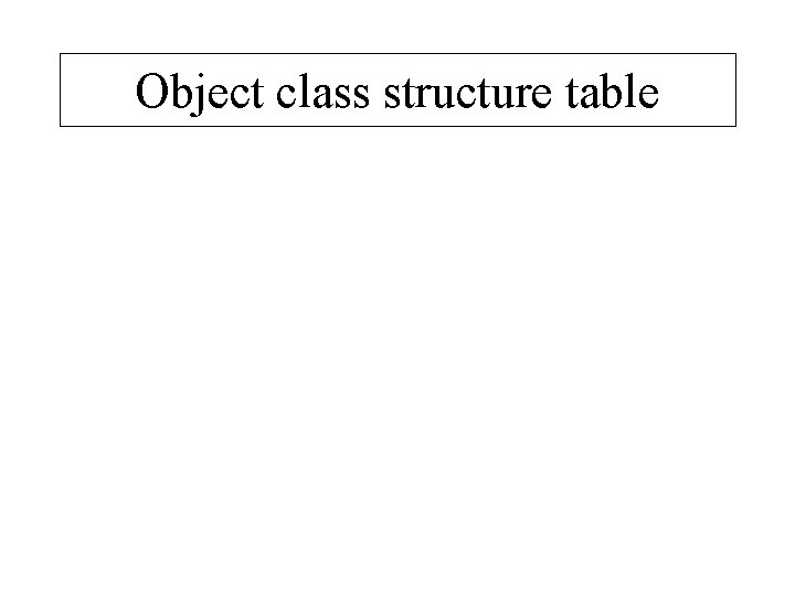 Object class structure table 