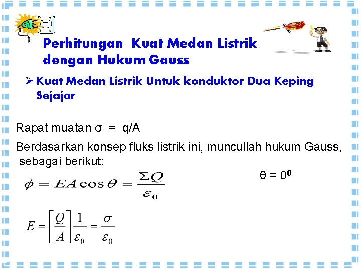 Perhitungan Kuat Medan Listrik dengan Hukum Gauss Ø Kuat Medan Listrik Untuk konduktor Dua