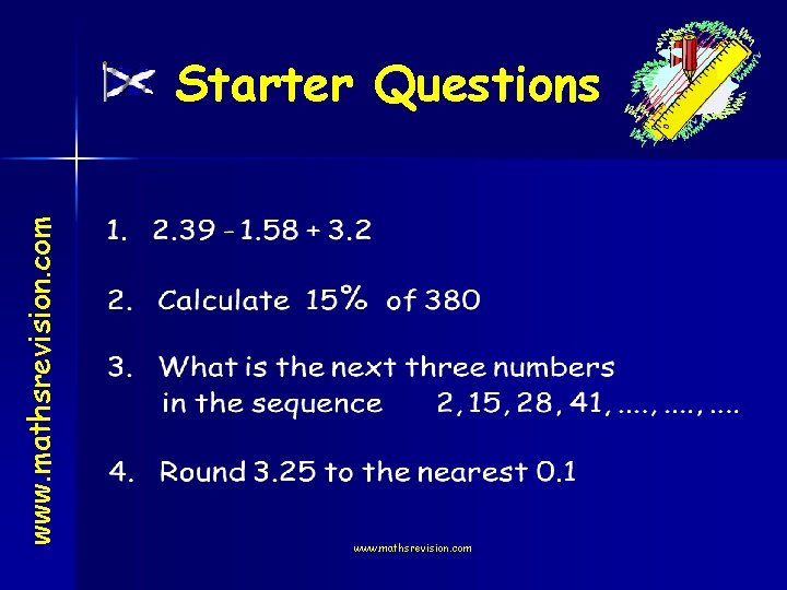 www. mathsrevision. com Starter Questions www. mathsrevision. com 