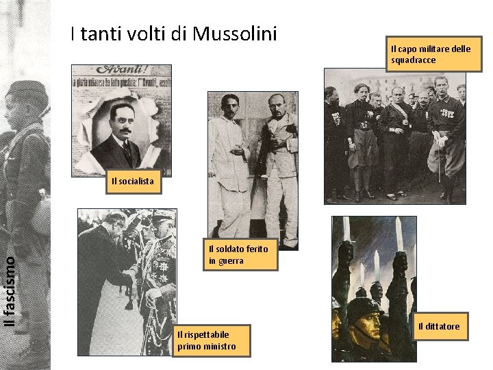 Il fascismo I tanti volti di Mussolini Il capo militare delle squadracce Il socialista