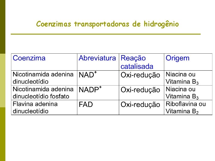 Coenzimas transportadoras de hidrogênio 