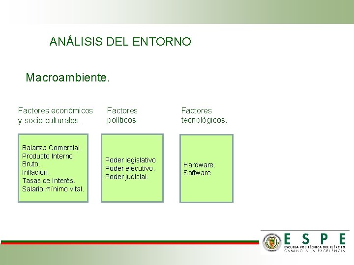 ANÁLISIS DEL ENTORNO Macroambiente. Factores económicos y socio culturales. Balanza Comercial. Producto Interno Bruto.