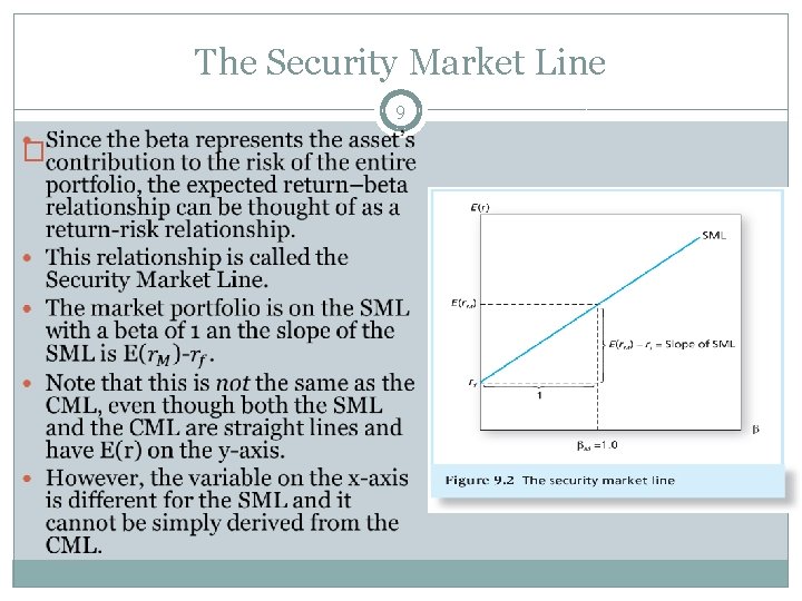 The Security Market Line 9 � 