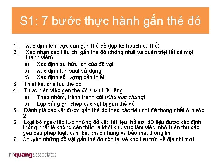 S 1: 7 bước thực hành gắn thẻ đỏ 1. 2. 3. 4. 5.