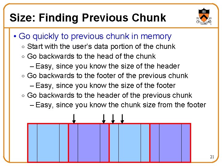 Size: Finding Previous Chunk • Go quickly to previous chunk in memory o Start