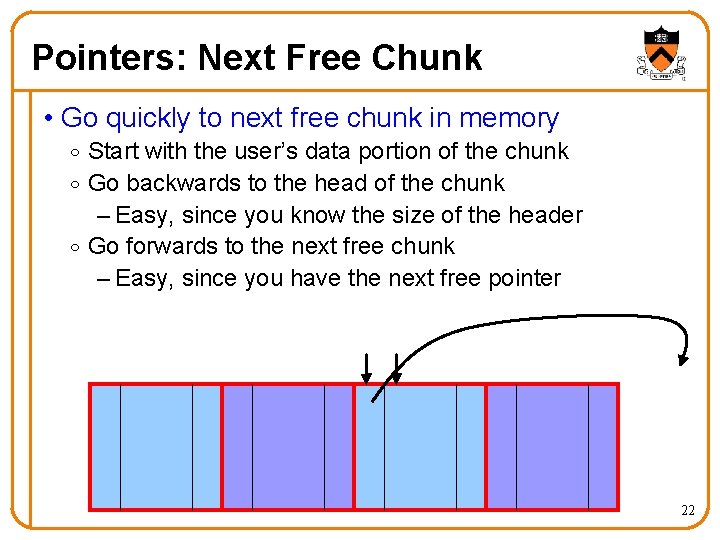 Pointers: Next Free Chunk • Go quickly to next free chunk in memory o