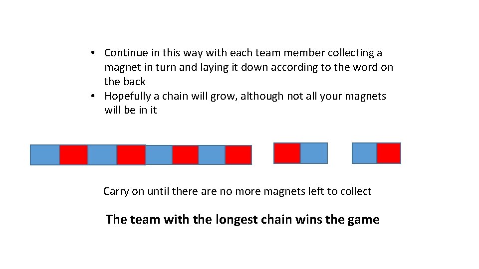  • Continue in this way with each team member collecting a magnet in