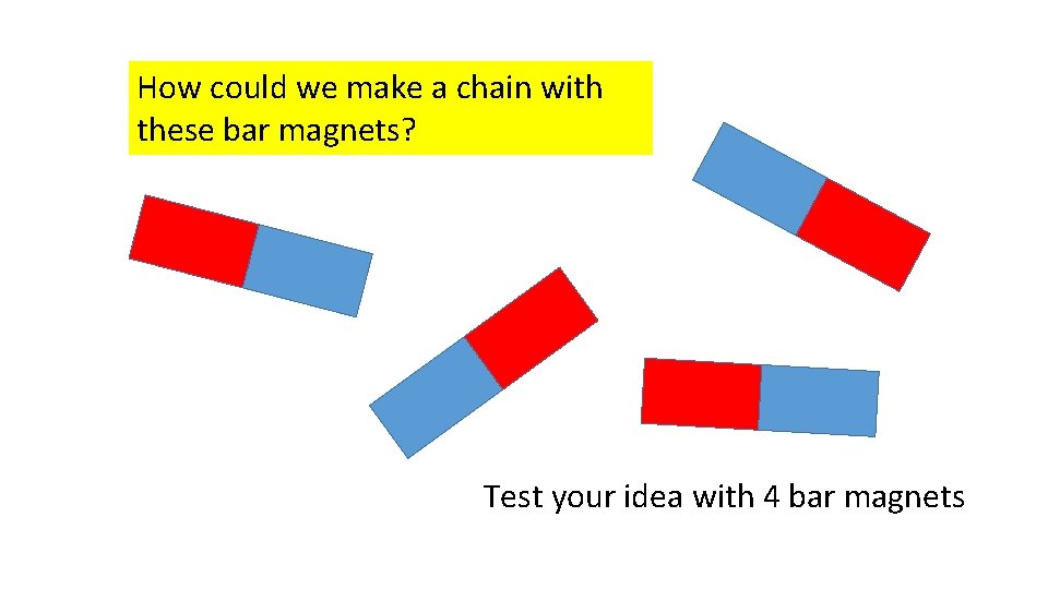 How could we make a chain with these bar magnets? Test your idea with