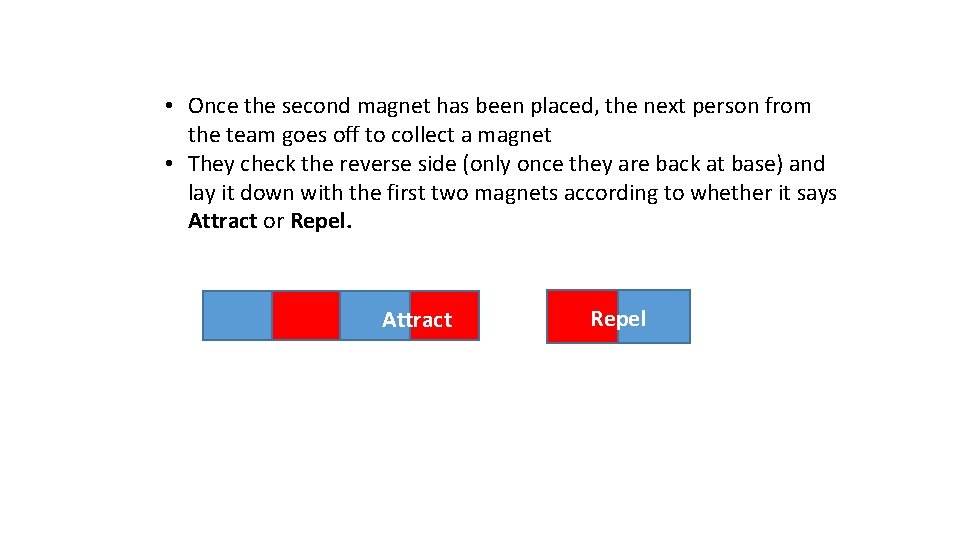  • Once the second magnet has been placed, the next person from the