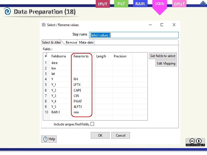 IPUT Data Preparation (18) FILT RAIN JOIN OPUT 