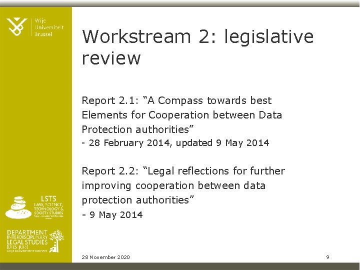 Workstream 2: legislative review Report 2. 1: “A Compass towards best Elements for Cooperation