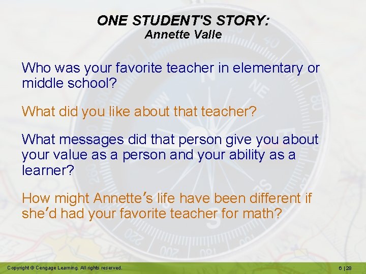 ONE STUDENT'S STORY: Annette Valle Who was your favorite teacher in elementary or middle