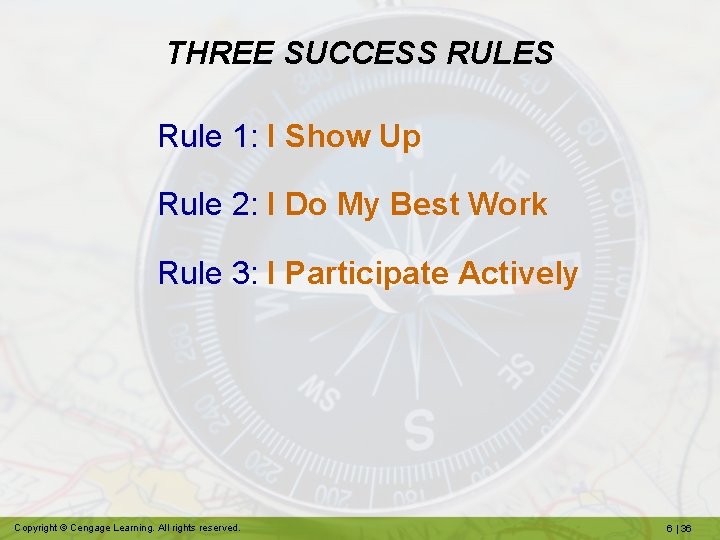 THREE SUCCESS RULES Rule 1: I Show Up Rule 2: I Do My Best