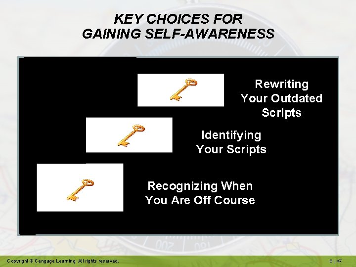 KEY CHOICES FOR GAINING SELF-AWARENESS Rewriting Your Outdated Scripts Identifying Your Scripts Recognizing When