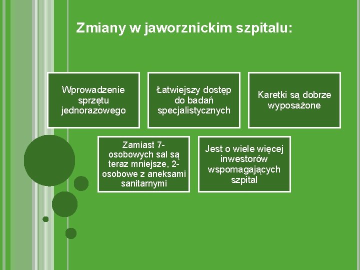 Zmiany w jaworznickim szpitalu: Wprowadzenie sprzętu jednorazowego Łatwiejszy dostęp do badań specjalistycznych Zamiast 7
