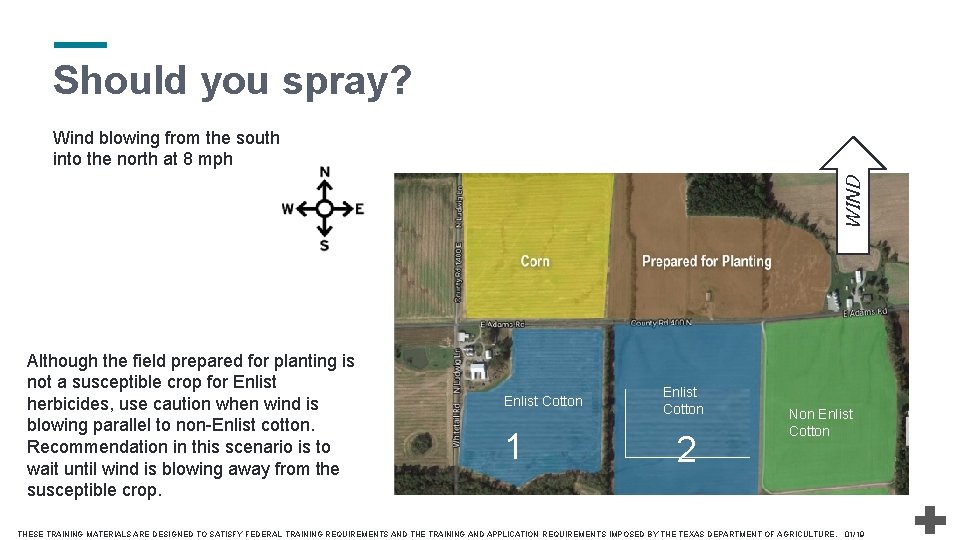 Should you spray? WIND Wind blowing from the south into the north at 8