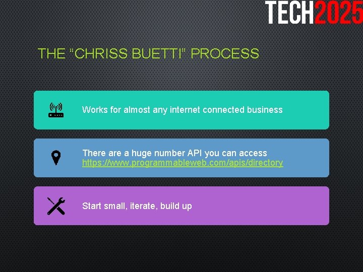 THE “CHRISS BUETTI” PROCESS Works for almost any internet connected business There a huge
