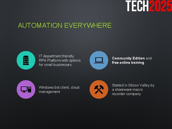 AUTOMATION EVERYWHERE IT department friendly RPA Platform with options for small businesses Community Edition