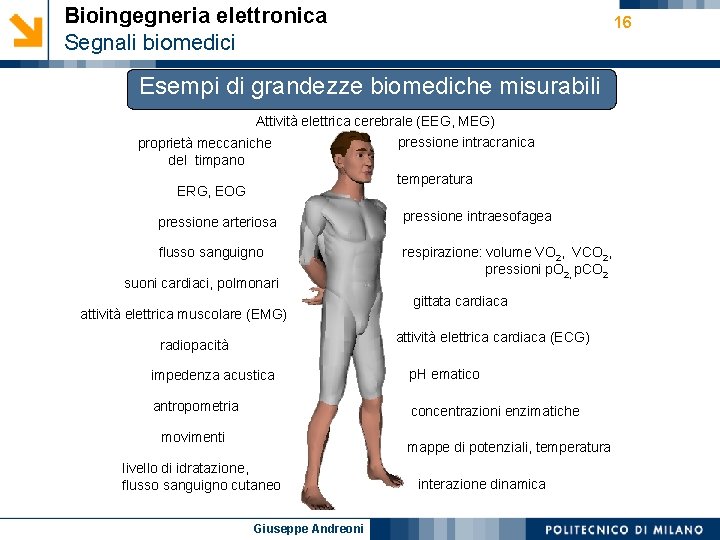 Bioingegneria elettronica Segnali biomedici 16 Esempi di grandezze biomediche misurabili Attività elettrica cerebrale (EEG,