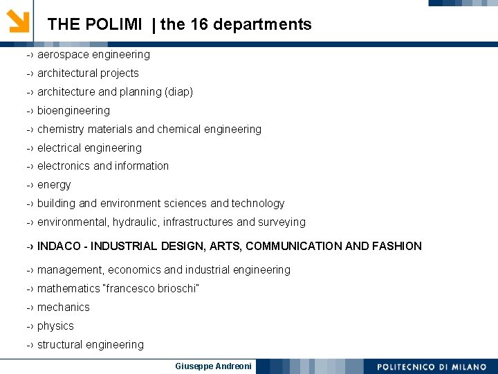 THE POLIMI | the 16 departments -› aerospace engineering -› architectural projects -› architecture