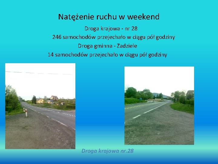 Natężenie ruchu w weekend Droga krajowa - nr 28 246 samochodów przejechało w ciągu