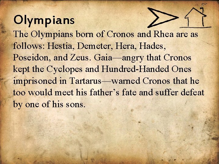 Olympians The Olympians born of Cronos and Rhea are as follows: Hestia, Demeter, Hera,