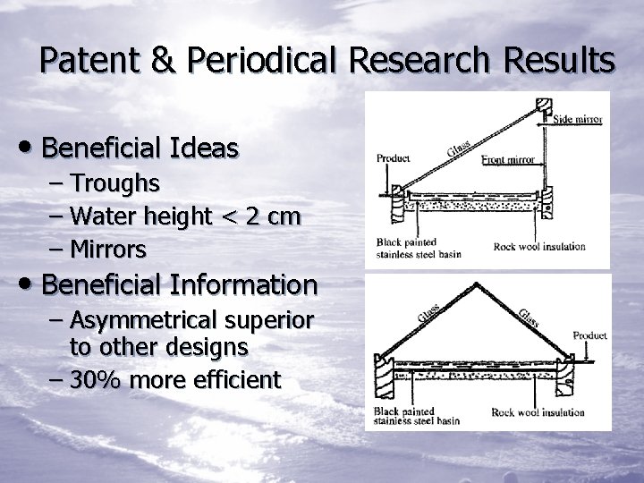 Patent & Periodical Research Results • Beneficial Ideas – Troughs – Water height <