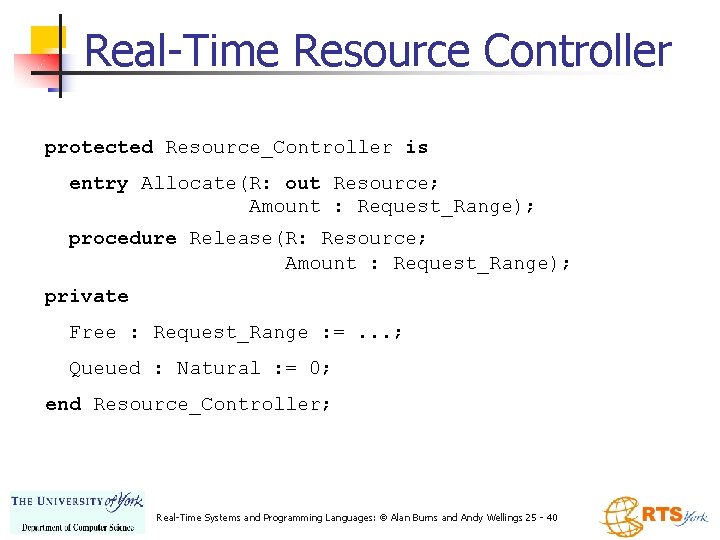 Chapter 8 Resource Control RealTime Systems and Programming