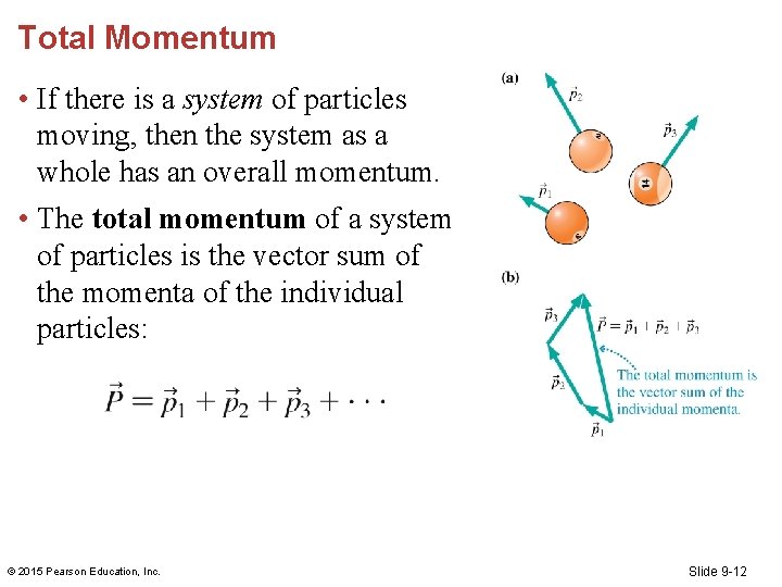 Total Momentum • If there is a system of particles moving, then the system