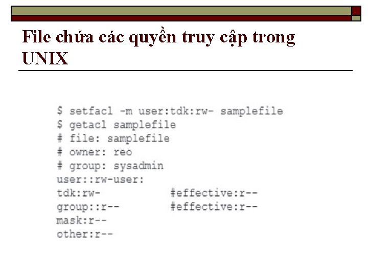 File chứa các quyền truy cập trong UNIX 