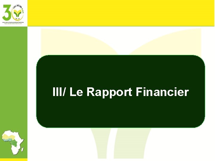 III/ Le Rapport Financier 
