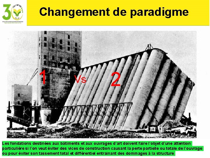 Changement de paradigme 1 Vs 2 Les fondations destinées aux bâtiments et aux ouvrages